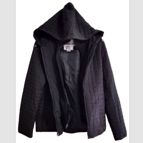 Larry Levine Sport Women's Small Black Quilted Hooded Zippered Jacket - Picture 1 of 14